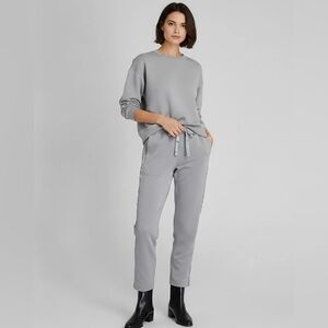 CLUB MONACO Satin Stripe Sweatpant in Light Grey | Small
